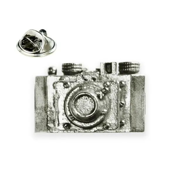 Retro camera pin badge