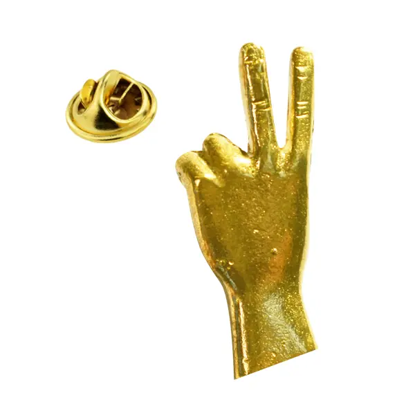 Rude hand gesture pin badge