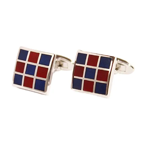 Square grid red cufflinks