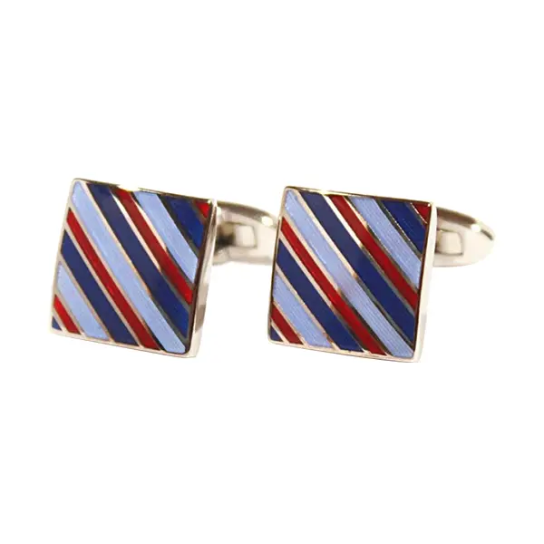 Square striped red cufflinks