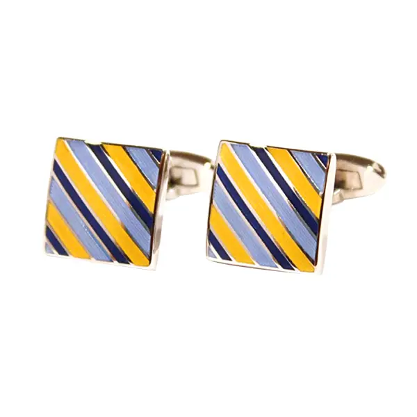 Square striped yellow cufflinks