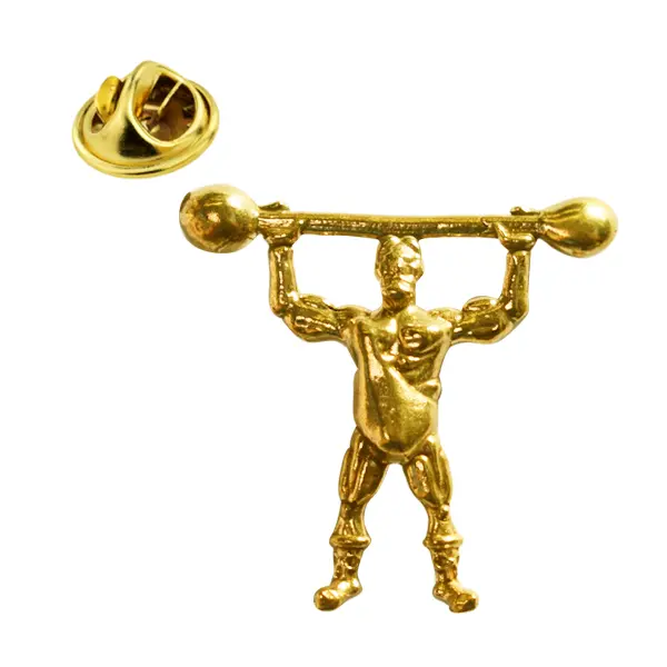 Strongman pin badge