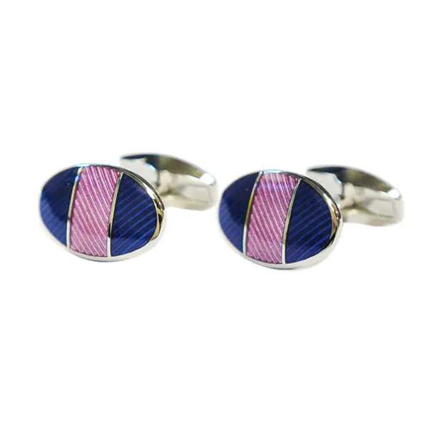 Tarc oval blue and pink stripe cufflinks