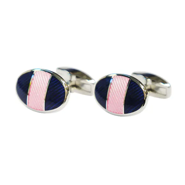 Tarc oval stripe pink cufflinks