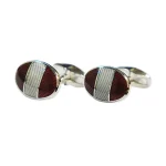 Tarc oval stripe red cufflinks