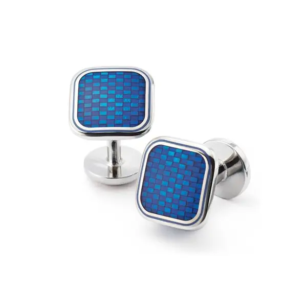 Rounded square blue cufflinks