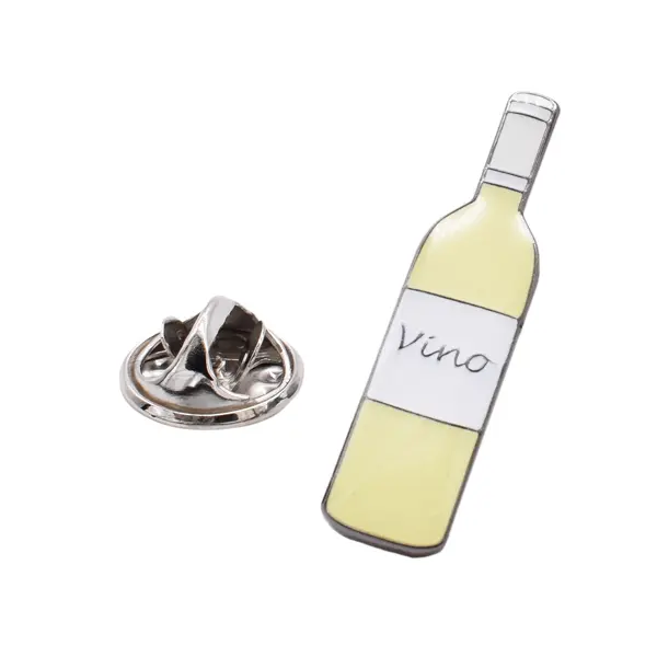 White wine bottle pin badge