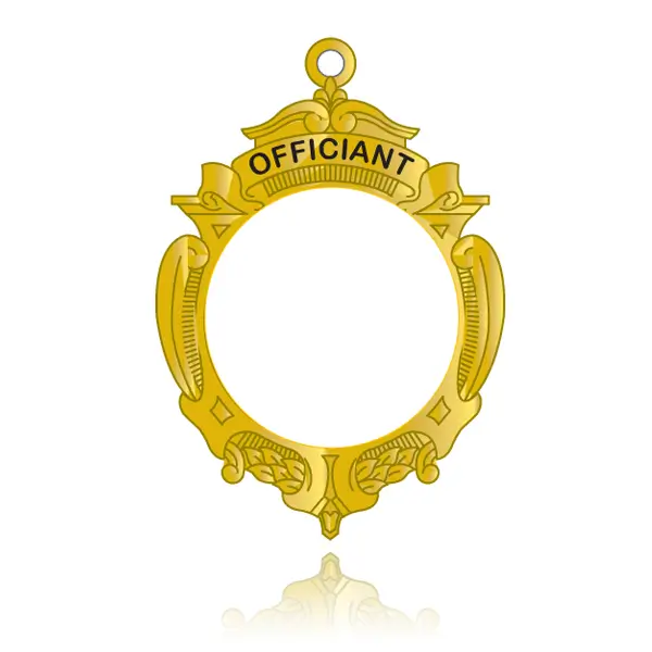 2D Vector render of a die stamped, gold plated council role pendant.