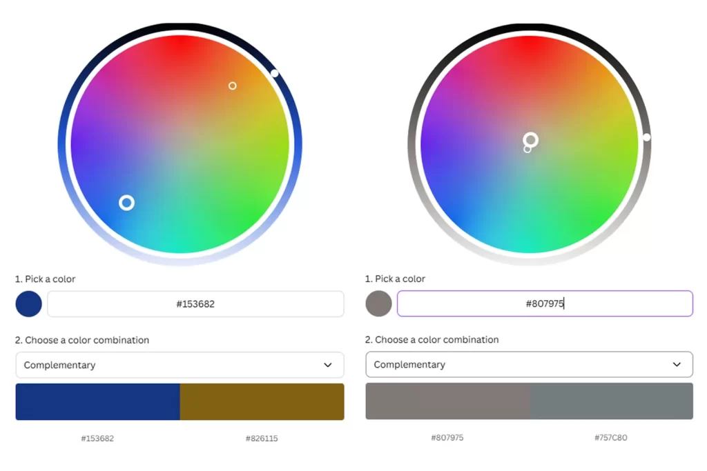 Colour wheel with matching suit colours