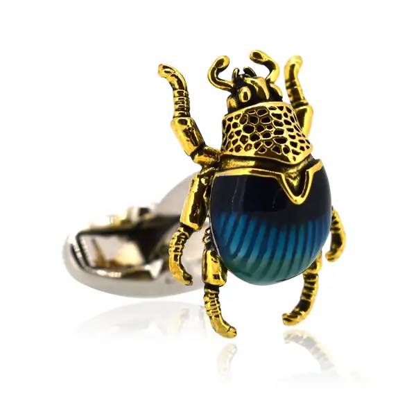 Die cast, gold plated beetle cuff-link.