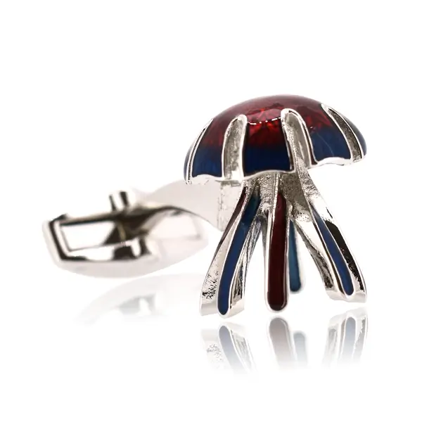 Die cast, palladium plated jellyfish cuff-link.