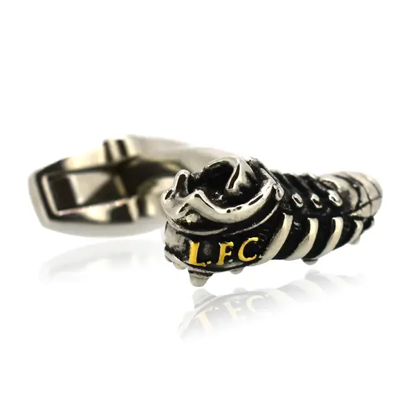 Die cast, palladium plated LFC football boot cuff-link.