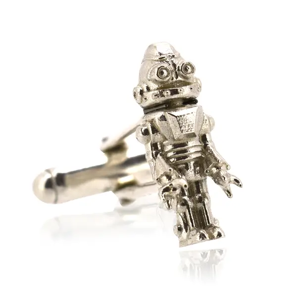 Die cast, 925 sterling silver robot cufflink.