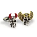 Die cast Devil and angel skull cufflinks.