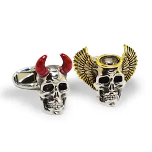 Die cast Devil and angel skull cufflinks.