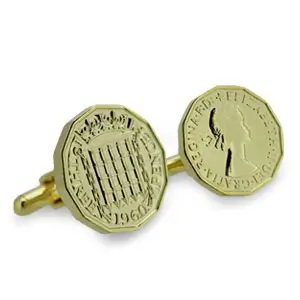 Three pence stamped cufflinks