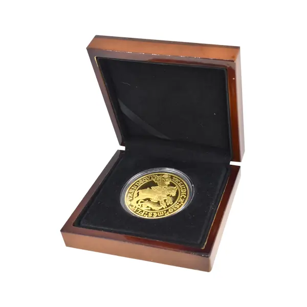 Boxed Historic Replica Gold Coin featuring St Michael.