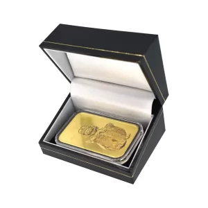 Boxed Gold Kings Beasts Ingot featuring the Lion of England.