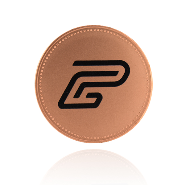 Die stamped, copper plated stock coin.