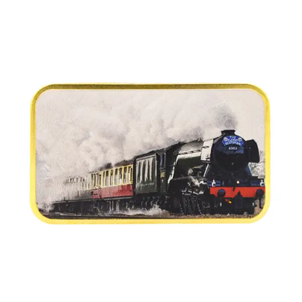 High detail custom colour printed ingot featuring The Flying Scotsman train