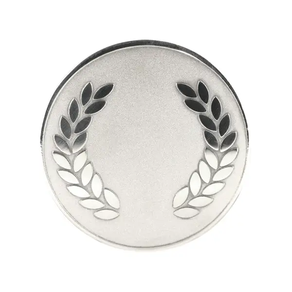 Sterling silver achievement coin with a minimalist wreath design and blank center for engraving.