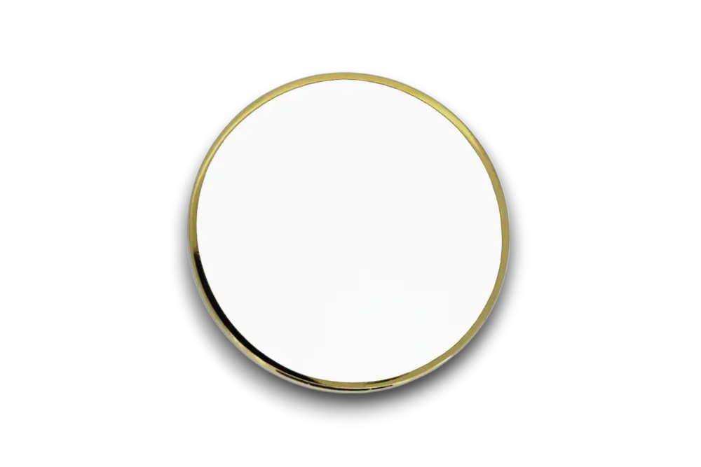 A small, round, white 21mm blank badge with a smooth surface, ready for custom printing.