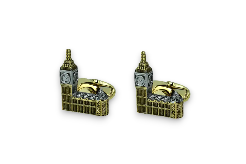 Die cast, gold and palladium plated Big Ben cufflinks.