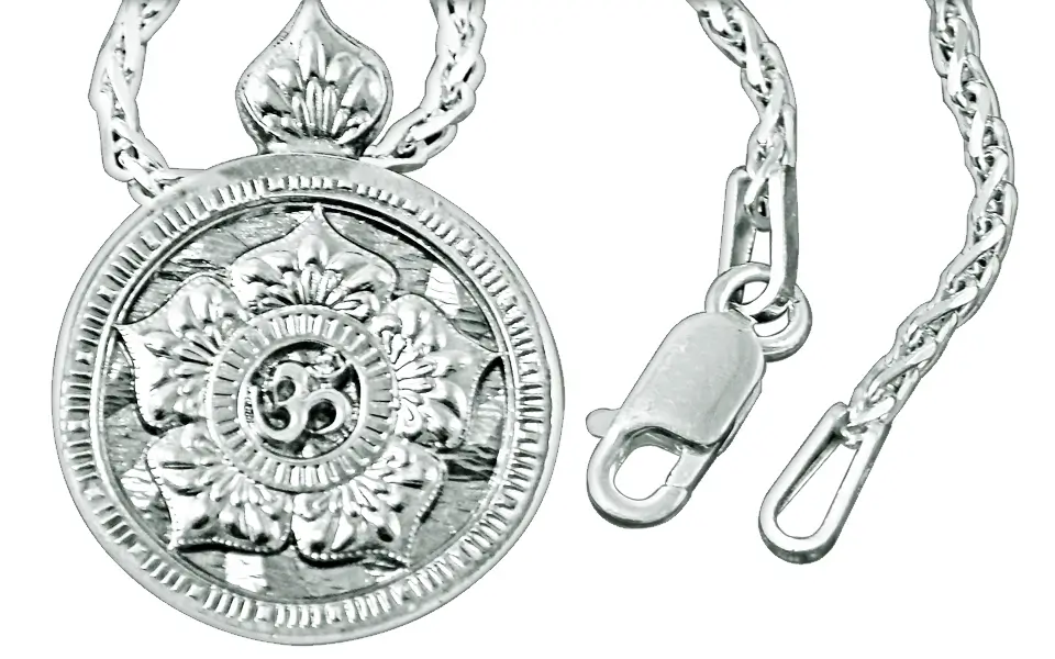 Die stamped, 925 Sterling Silver mandala pendant.