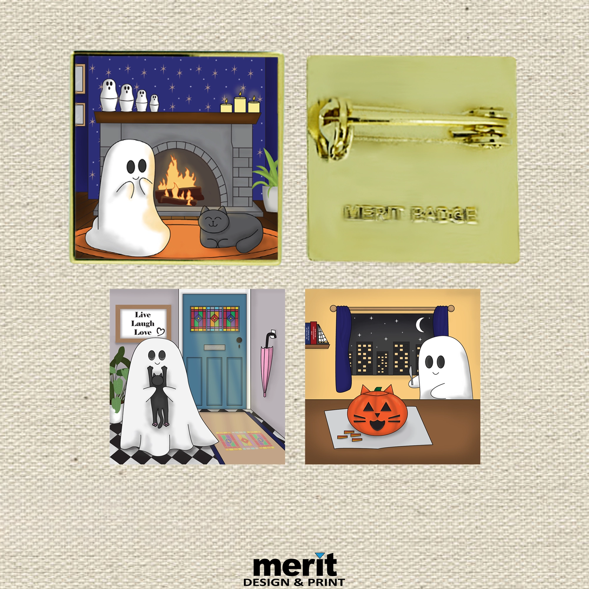 Cute Ghost Badges 20mm | Printed Halloween & Fun Event Pins