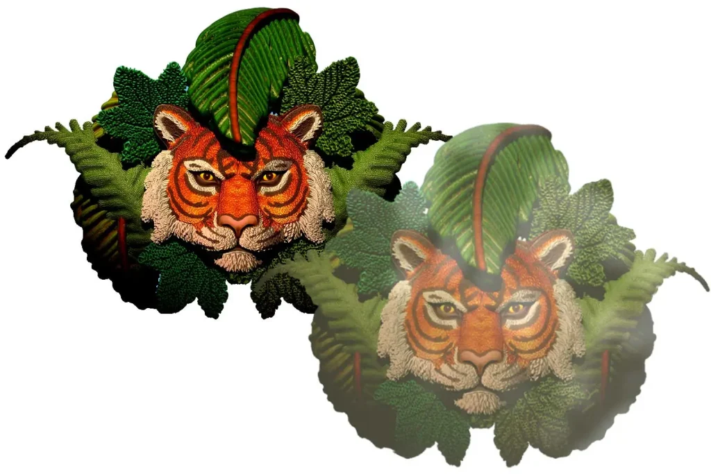 Final Sunda Tiger Badge Render | Die-Struck Brass Pin Design